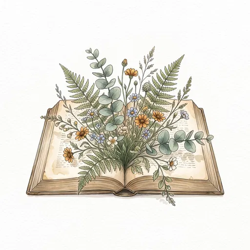 Watercolor Book with Sprouting Wildflowers