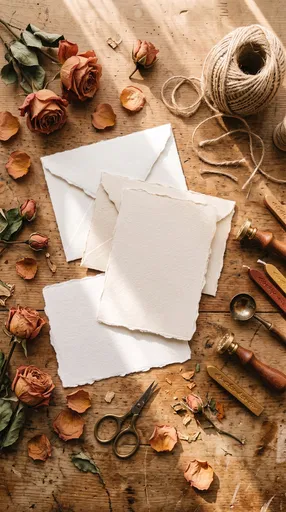 Blank Handmade Cards With Dried Roses