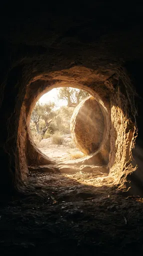Sunlight Streaming Into Empty Stone Tomb