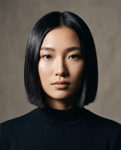 Woman With Sleek Black Bob Haircut