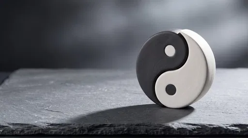 Ceramic Yin and Yang Sculpture on Slate