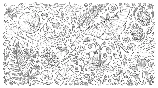 Woodland Forest Floor Treasures Coloring Page