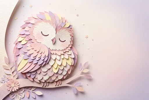 Pastel Paper Cutout Sleeping Baby Owl