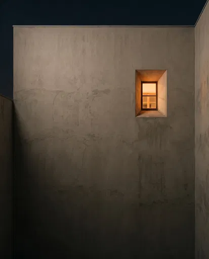 Minimalist Plaster Wall With Glowing Window