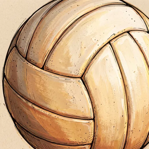 Warm Hand-Drawn Volleyball Illustration Close-Up