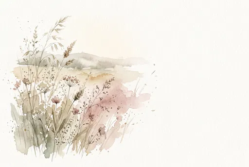 Delicate Wildflower Meadow Watercolor With Copy Space