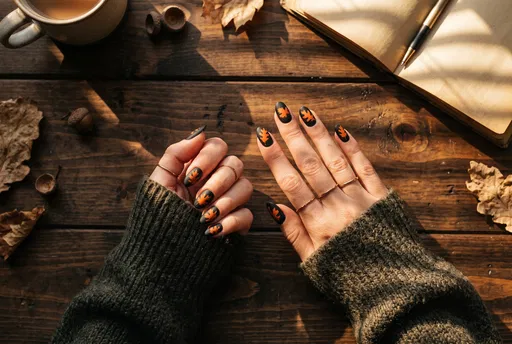Autumn Leaf Nail Art Flat Lay
