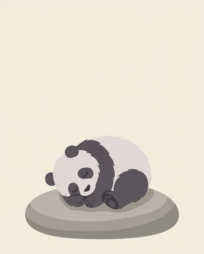 Sleeping Panda Curled on Smooth Pebble