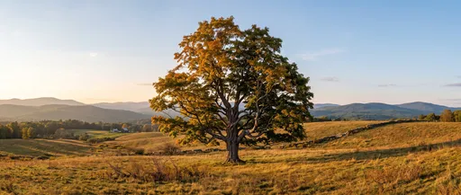 Solitary Maple Tree in Golden Meadow