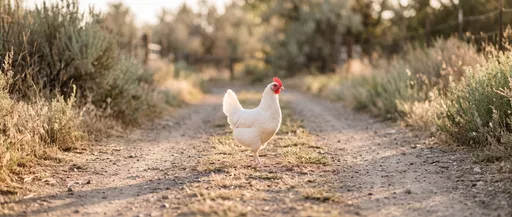 White Hen on Country Dirt Path