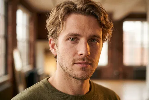 Close-Up Portrait of Young Blonde Man