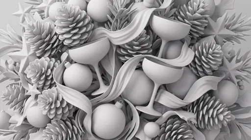 Matte White 3D Festive Holiday Assemblage