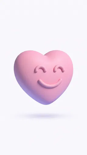 Pastel Pink 3D Smiling Heart Icon