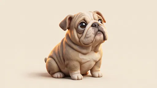 Stylized 3D Clay Bulldog Puppy
