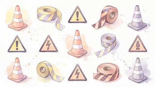 Pastel Watercolor Safety Warning Icons Set