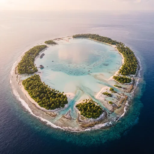 Aerial View of Tropical Coral Atoll