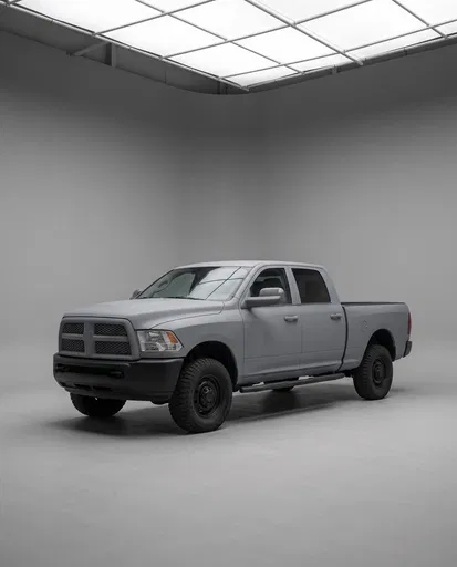 Matte Grey Pickup Truck in Studio