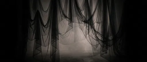 Sheer Black Tulle Veils in Dark Studio