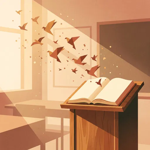 Paper Birds Flying From Open Book
