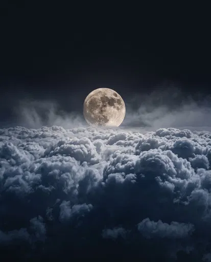 Full Moon Above Night Clouds