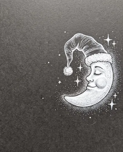 White Gel Pen Crescent Moon Drawing