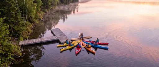 Aerial Lake Birthday Celebration in Kayaks