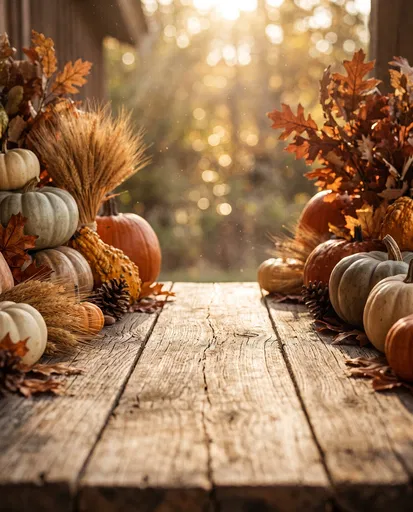 Rustic Autumn Tabletop With Harvest Pumpkins