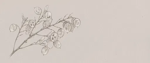 Botanical Pencil Drawing of Honesty Branch
