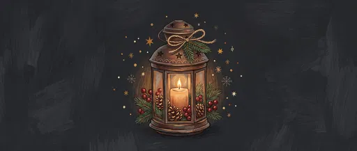 Glowing Christmas Lantern Illustration on Dark Background