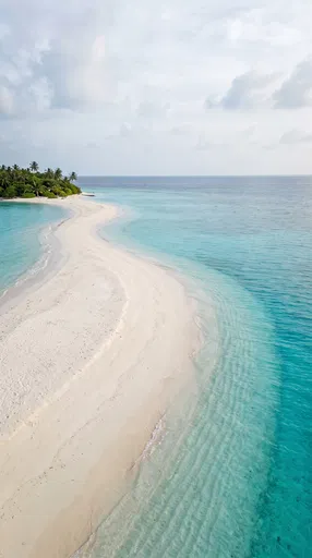 Aerial View of Tropical Island Sandbar