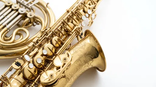 Close-Up of Brass Saxophone and Horn