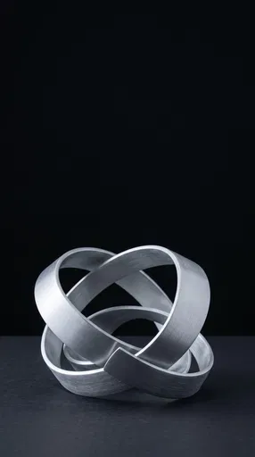 Brushed Aluminum Ribbon Sculpture on Black