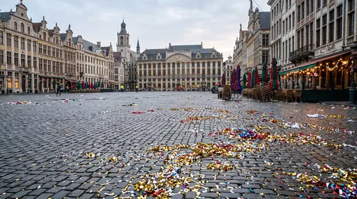 European Plaza With New Year Confetti