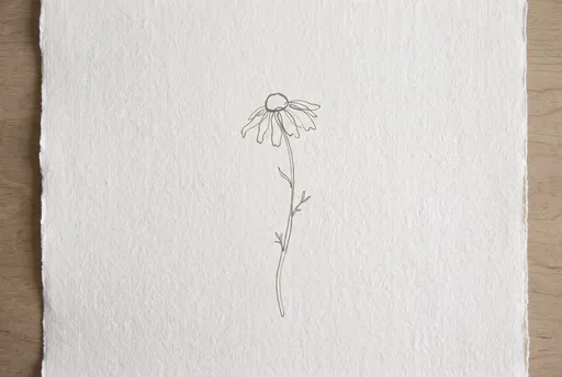 Minimal Line Drawing of Chamomile Daisy