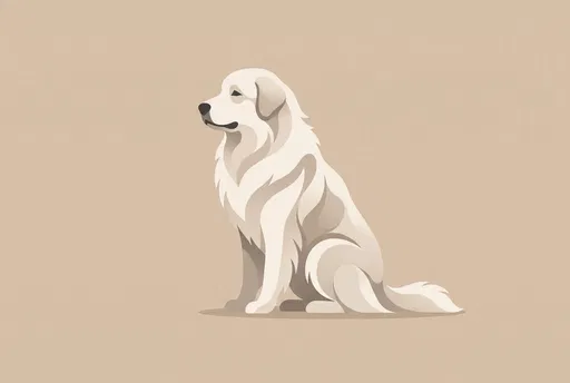 Minimalist Sitting White Sheepdog Illustration