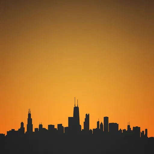 Minimalist Chicago Skyline Silhouette at Sunset