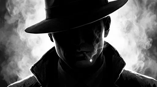 Noir Gangster Silhouette Smoking in Fog