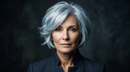 Mature Woman With Silver Bixie Haircut