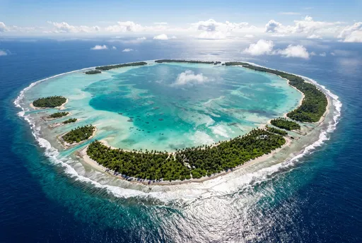Aerial View of Tropical Coral Atoll