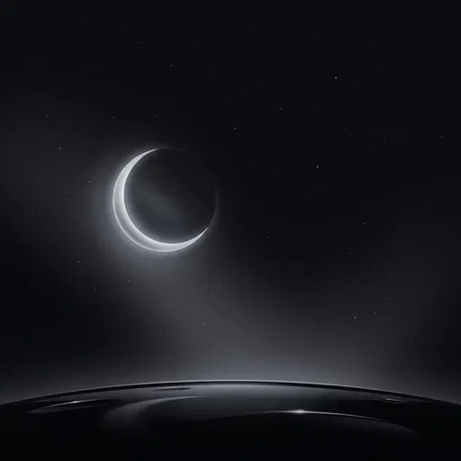 Minimalist Monochrome Crescent Planet Horizon