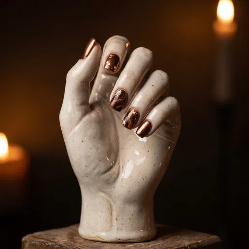 Ceramic Hand Sculpture With Bronze Nail Art