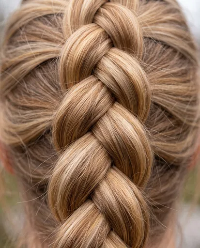 Close-Up of Golden Blonde Braided Hair