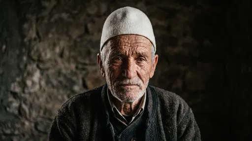 Elderly Albanian Man in Traditional Cap