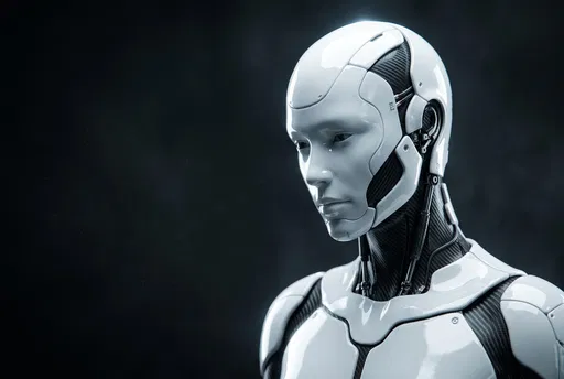 Futuristic White Porcelain Android Portrait