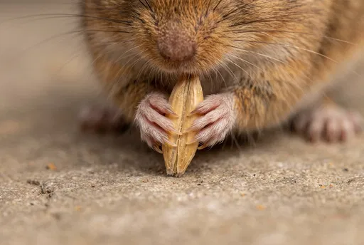 Macro of Gerbil Paws Holding Grain