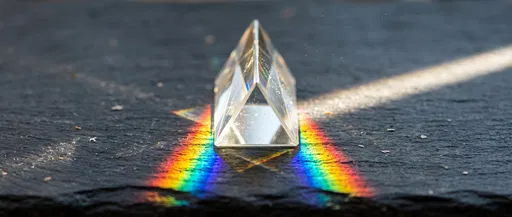 Glass Prism Refracting Rainbow On Slate