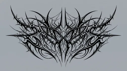 Symmetrical Black Cyber-Sigilism Tribal Tattoo Design