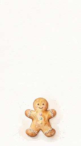 Watercolor Gingerbread Man Cookie With Copy Space