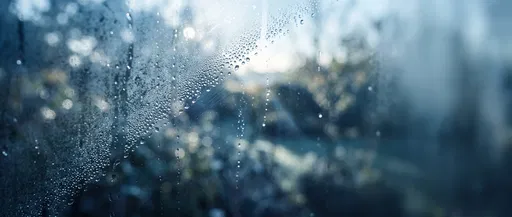 Morning Dew on Cool Glass Window