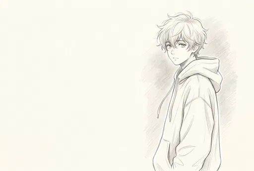Anime Boy Pencil Sketch on Cream Paper